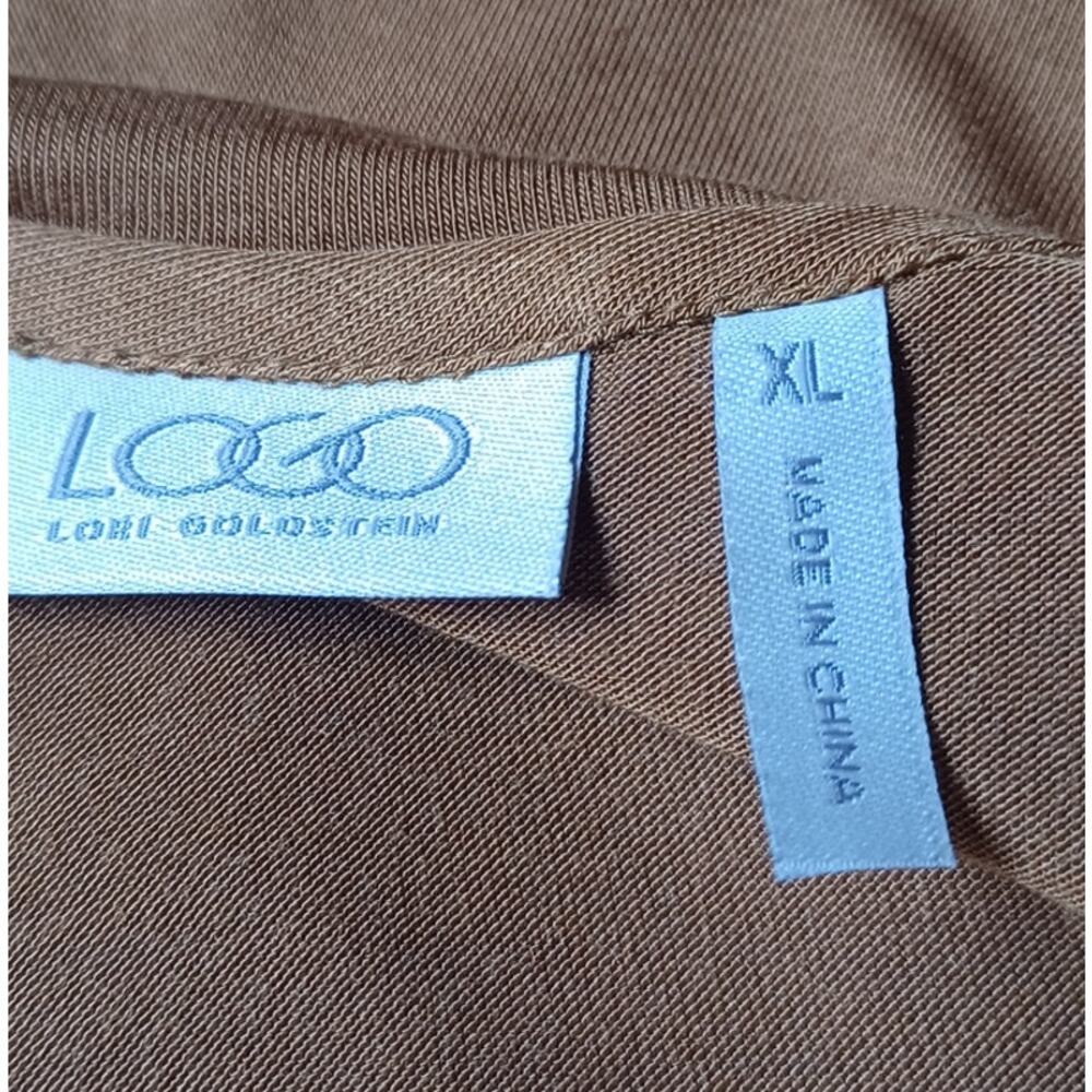 Camel Brown Oversized Tunic Top XL Lagenlook Boho Side Slit Stretch - Picture 6 of 8